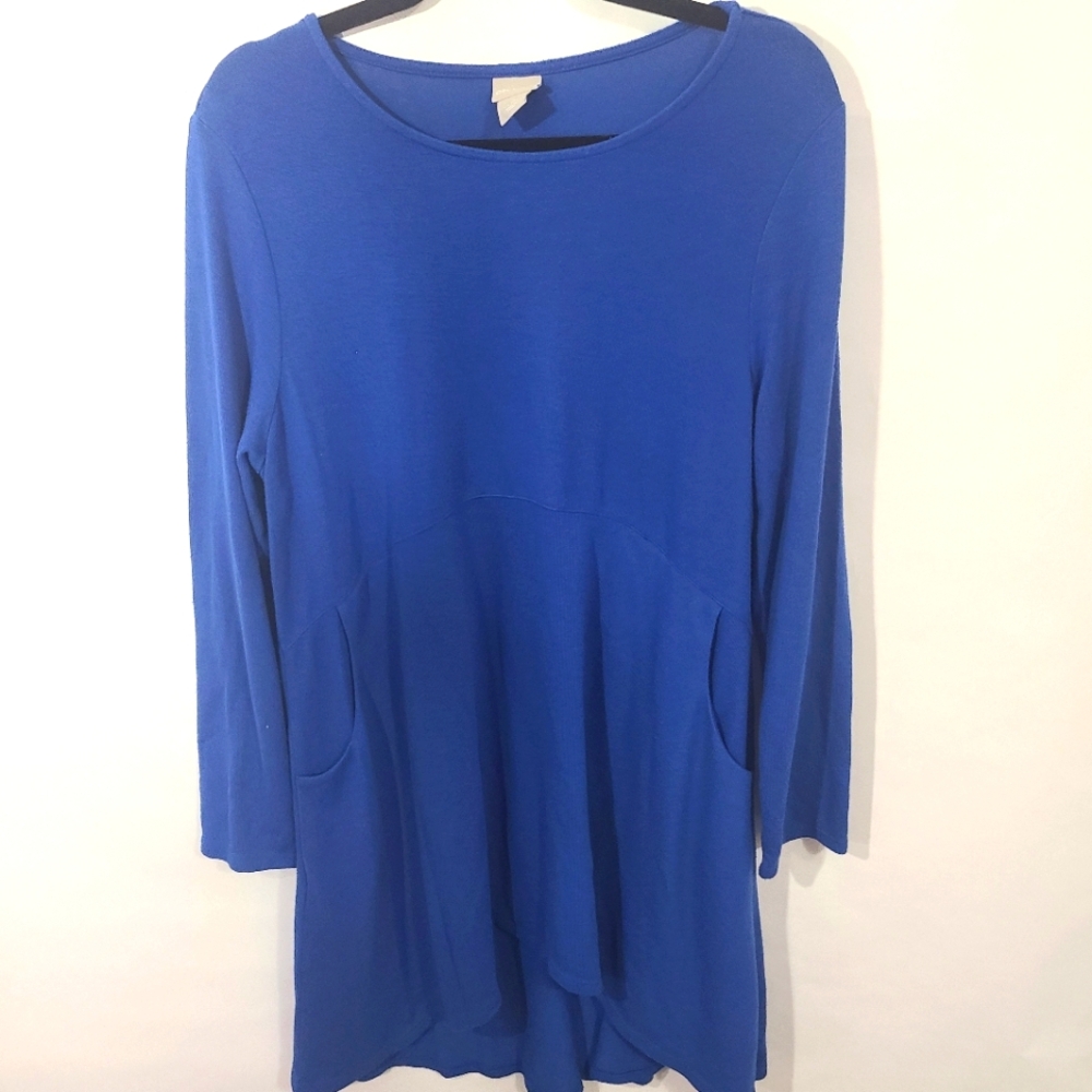 Chicos‎ Women's Size 2 US Size Large Blue Dress with Pockets High Low